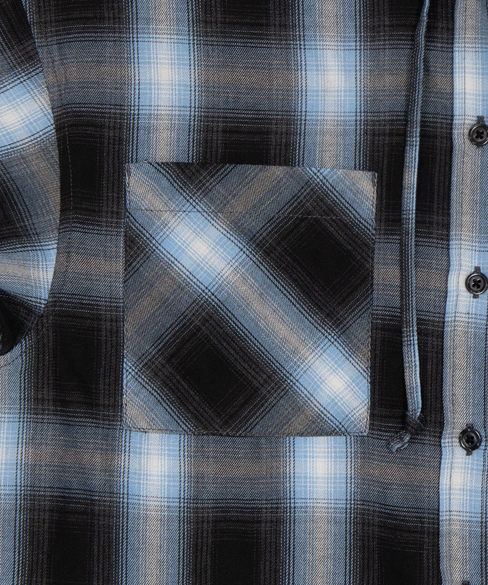 フードチェックシャツ