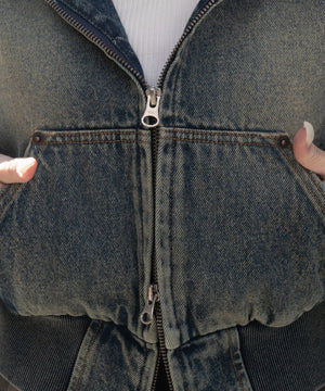 デニムショートフードブルゾン