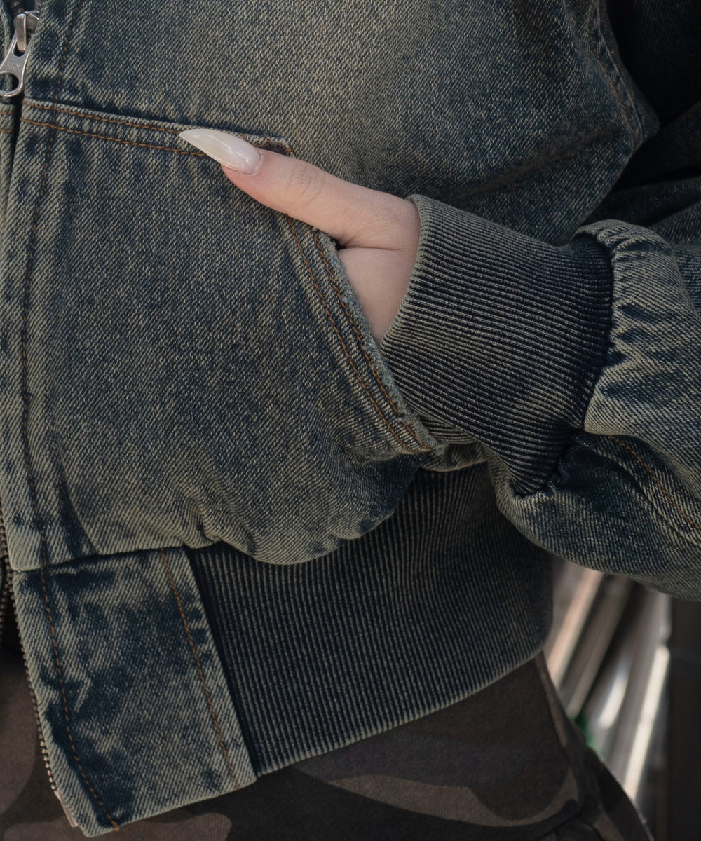 デニムショートフードブルゾン