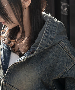 デニムショートフードブルゾン