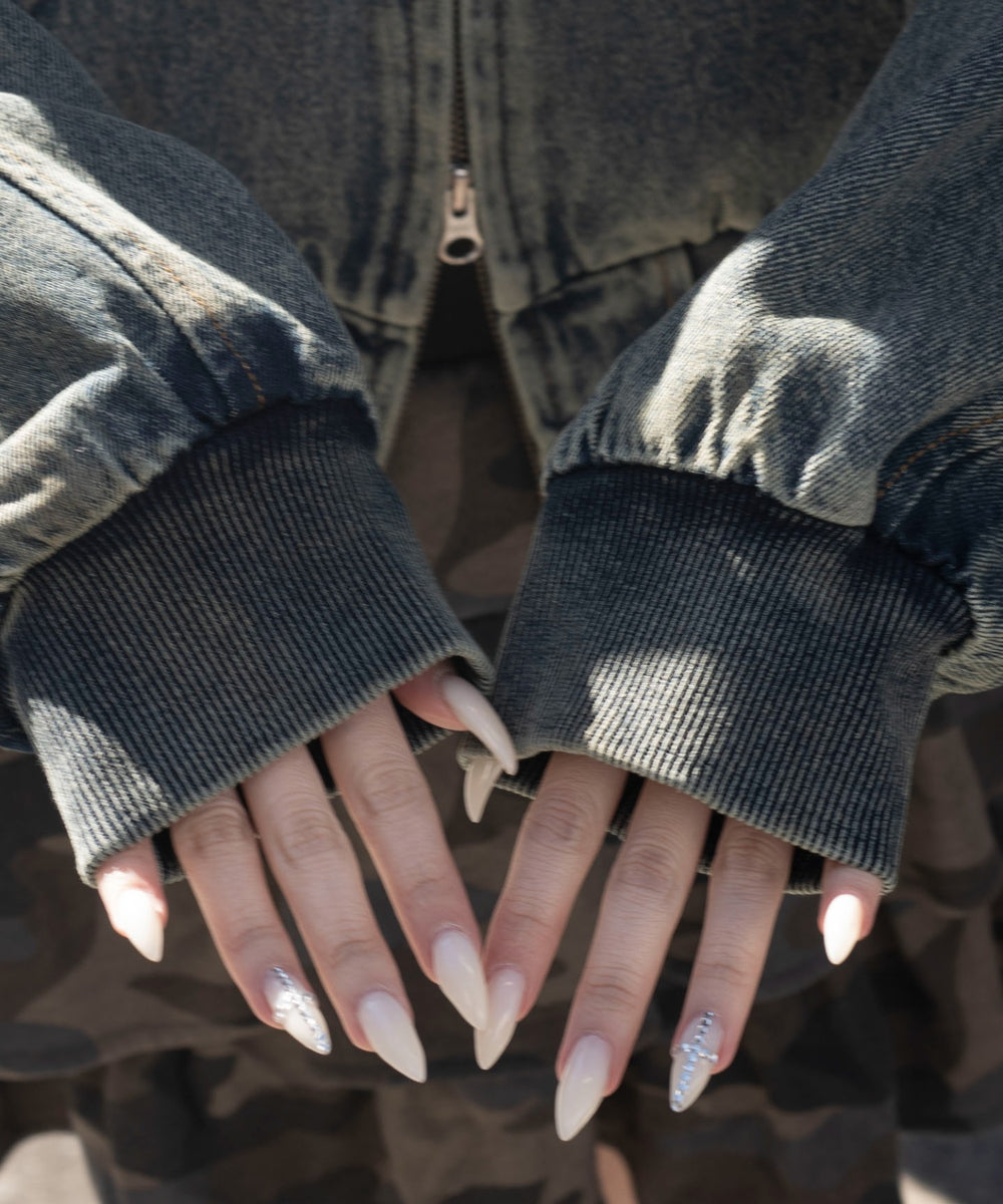 デニムショートフードブルゾン