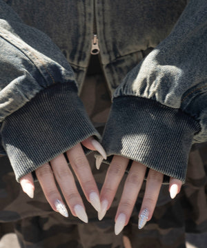 デニムショートフードブルゾン