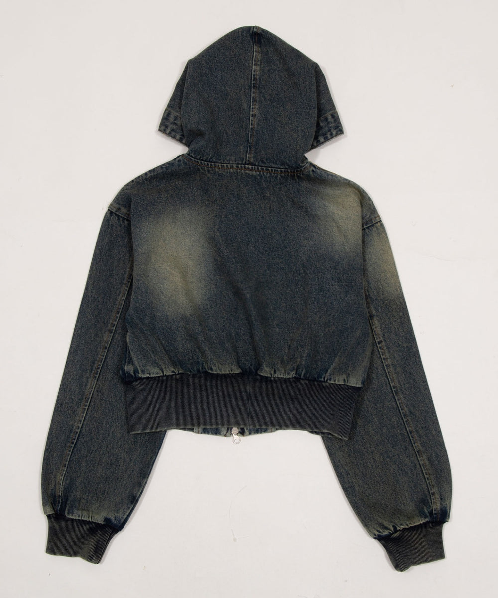 デニムショートフードブルゾン