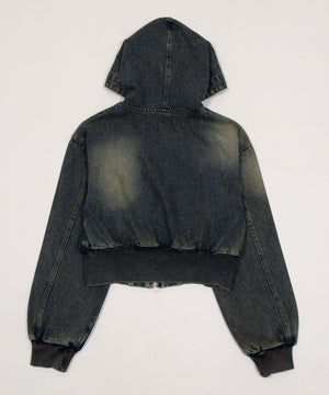 デニムショートフードブルゾン