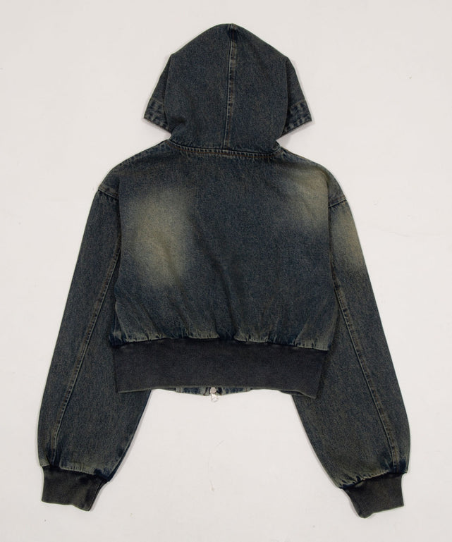 デニムショートフードブルゾン