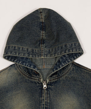 デニムショートフードブルゾン