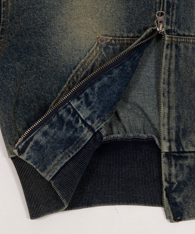 デニムショートフードブルゾン