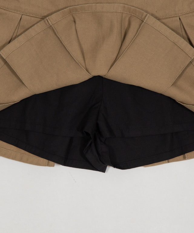 ベルト付きツイルプリーツスカパン