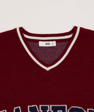 VネックグラフィックニットBIGプルオーバー
