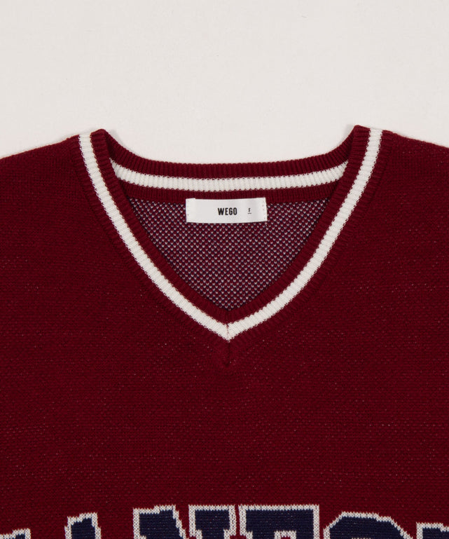 VネックグラフィックニットBIGプルオーバー