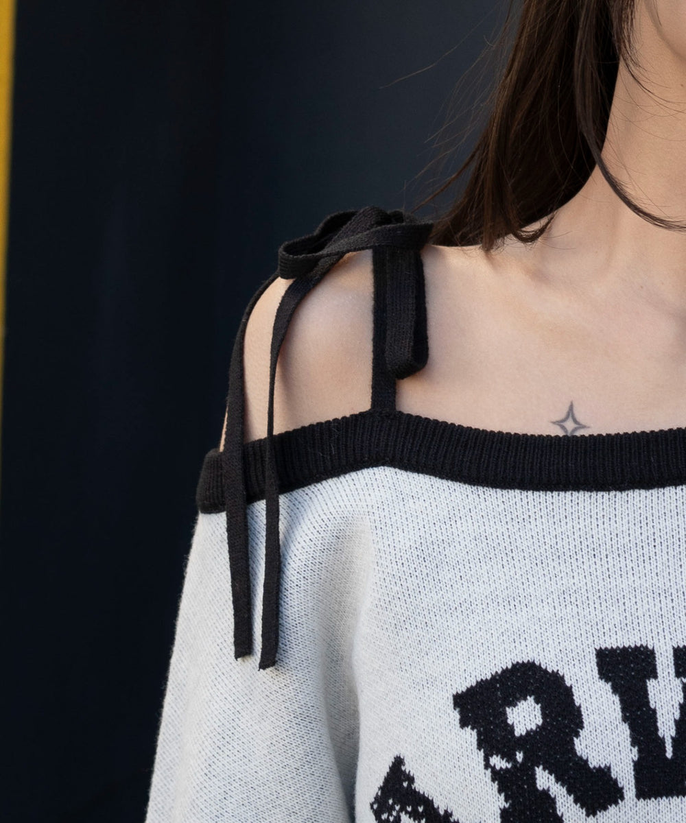 2WAYグラフィックワンショルニット