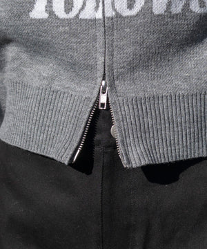 グラフィックジャガードニットZIPパーカー