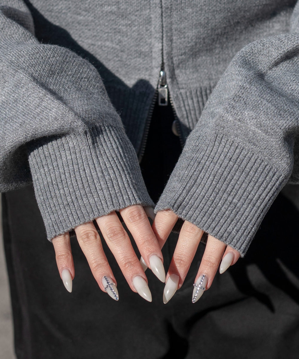 グラフィックジャガードニットZIPパーカー