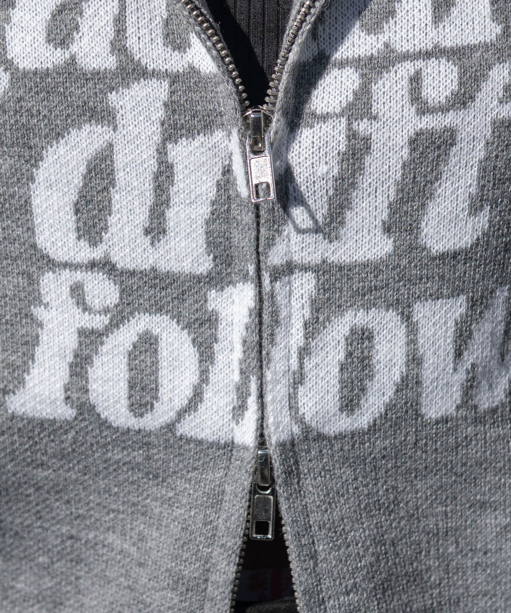 グラフィックジャガードニットZIPパーカー
