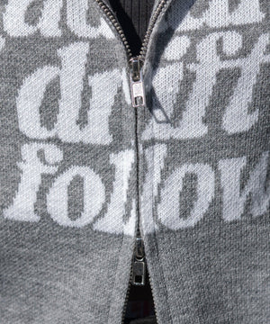 グラフィックジャガードニットZIPパーカー