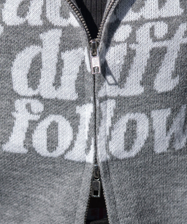 グラフィックジャガードニットZIPパーカー