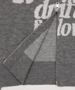 グラフィックジャガードニットZIPパーカー