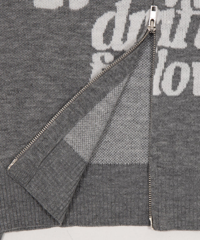 グラフィックジャガードニットZIPパーカー