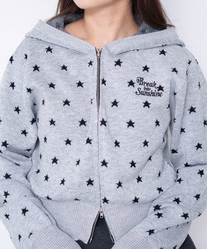 総柄ジャガードニットZIPパーカー