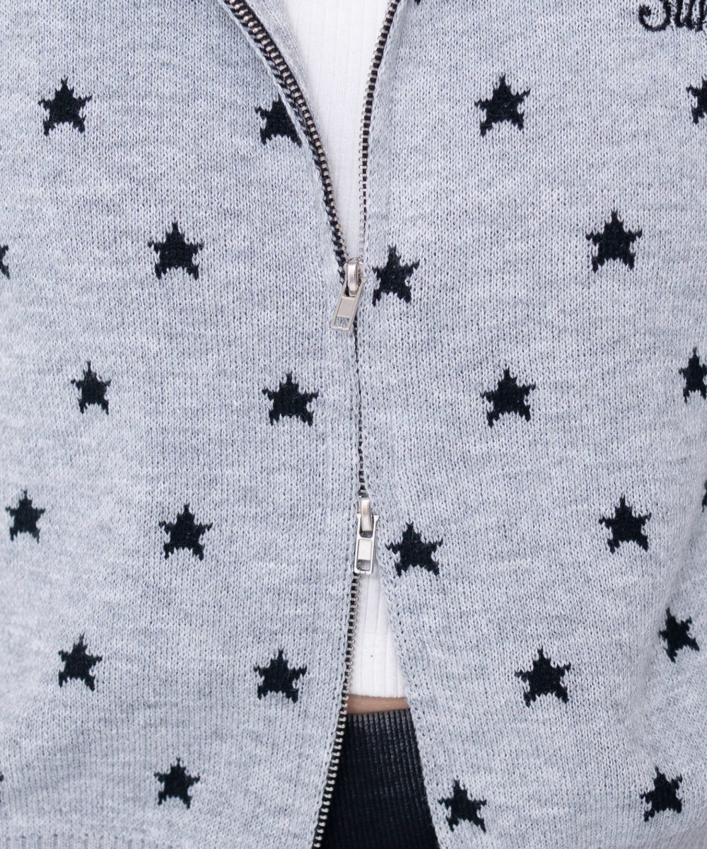総柄ジャガードニットZIPパーカー