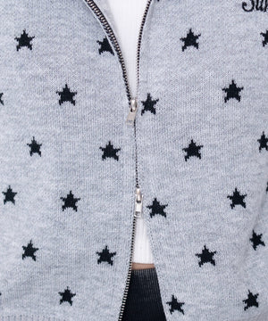 総柄ジャガードニットZIPパーカー