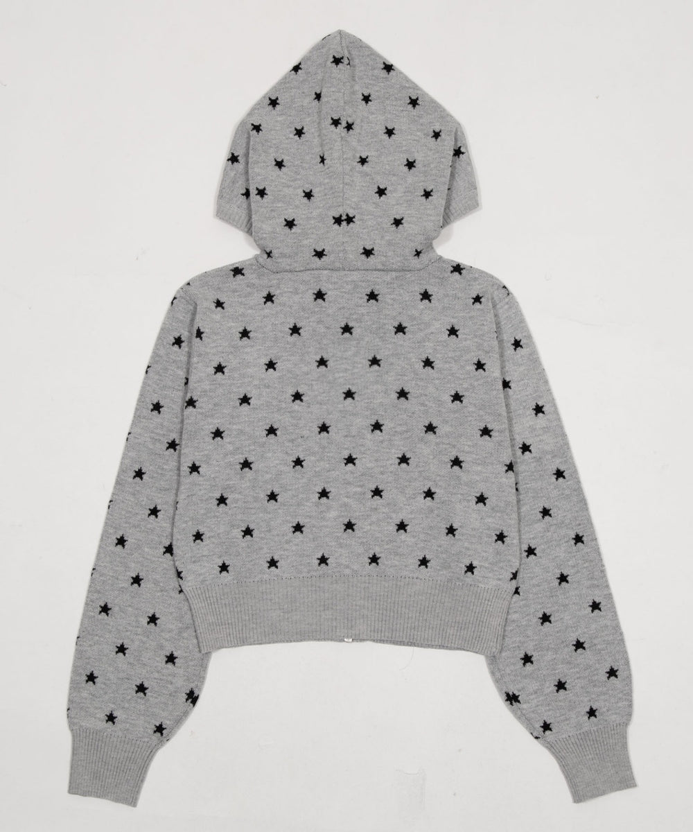 総柄ジャガードニットZIPパーカー