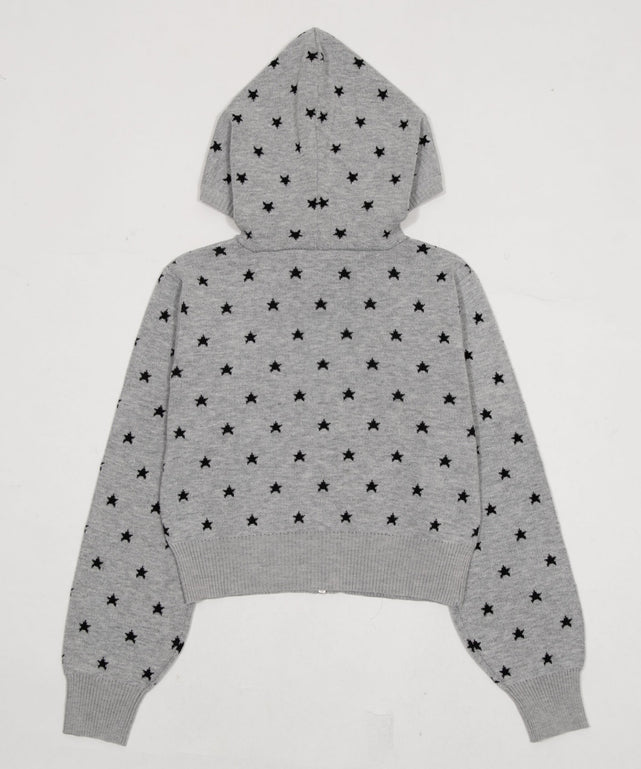 総柄ジャガードニットZIPパーカー