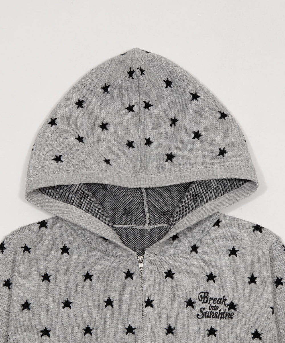 総柄ジャガードニットZIPパーカー