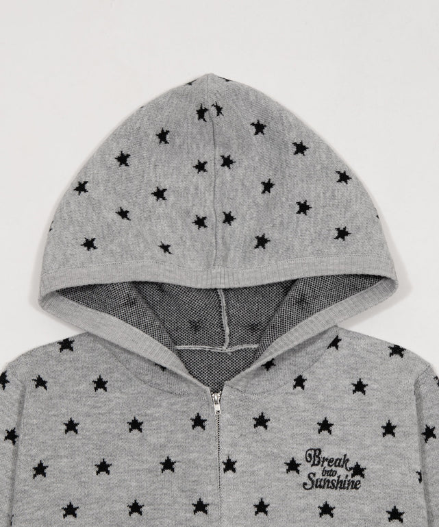 総柄ジャガードニットZIPパーカー