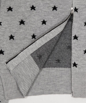 総柄ジャガードニットZIPパーカー