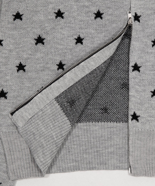 総柄ジャガードニットZIPパーカー