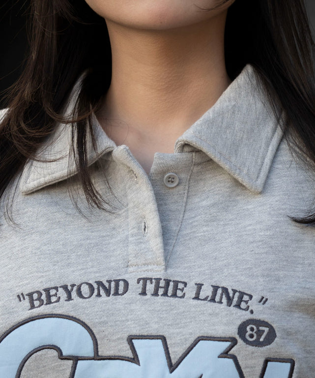 襟付きグラフィックショートスウェット