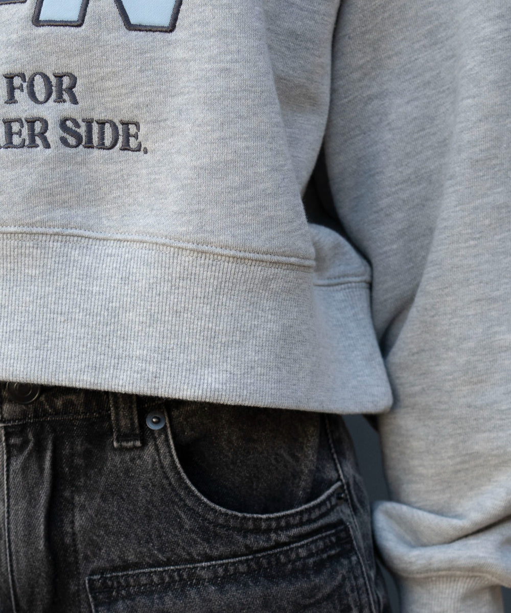 襟付きグラフィックショートスウェット