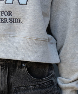 襟付きグラフィックショートスウェット