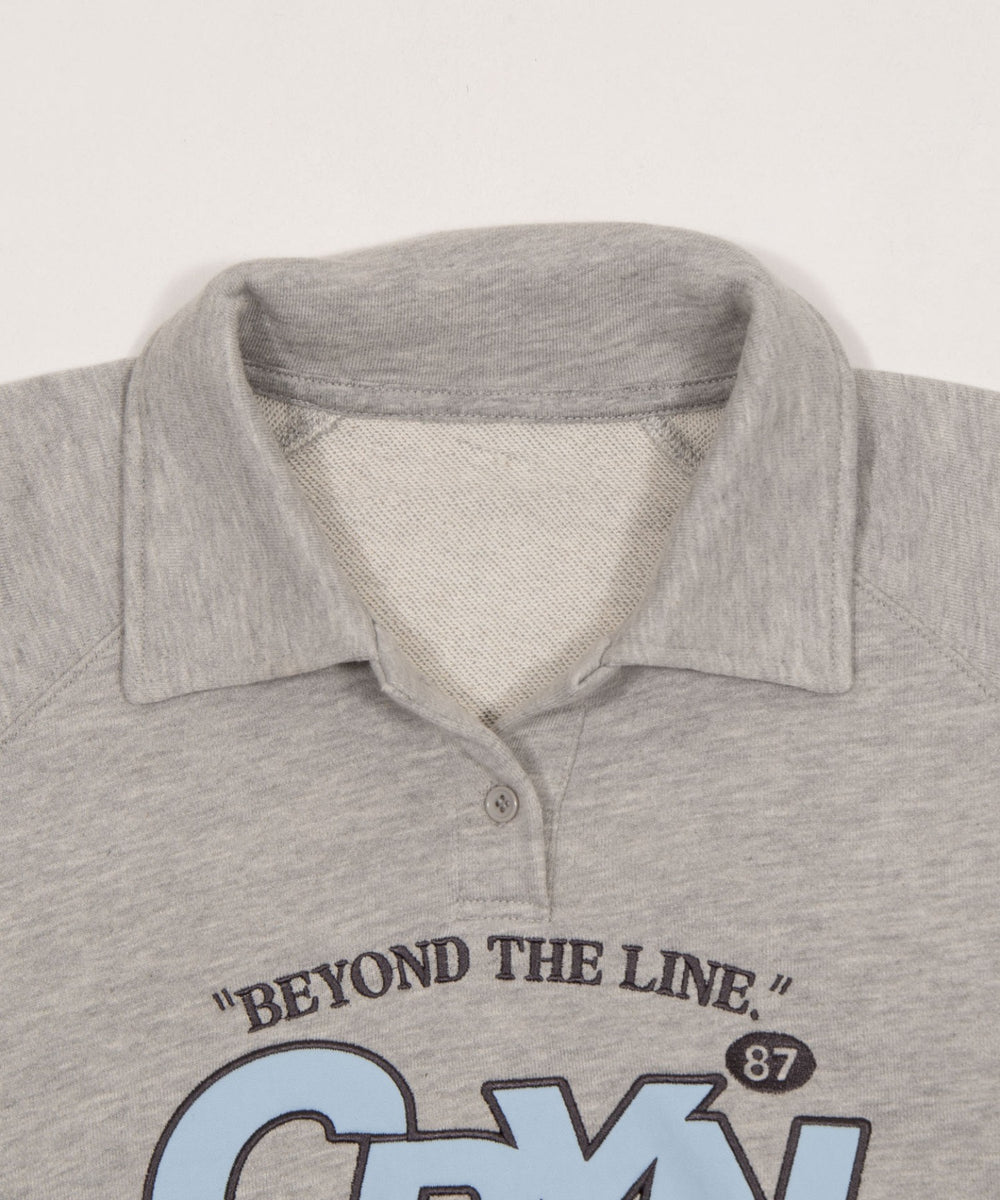 襟付きグラフィックショートスウェット