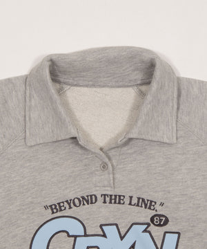 襟付きグラフィックショートスウェット