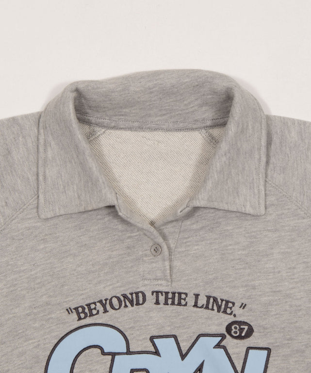 襟付きグラフィックショートスウェット