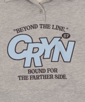 襟付きグラフィックショートスウェット