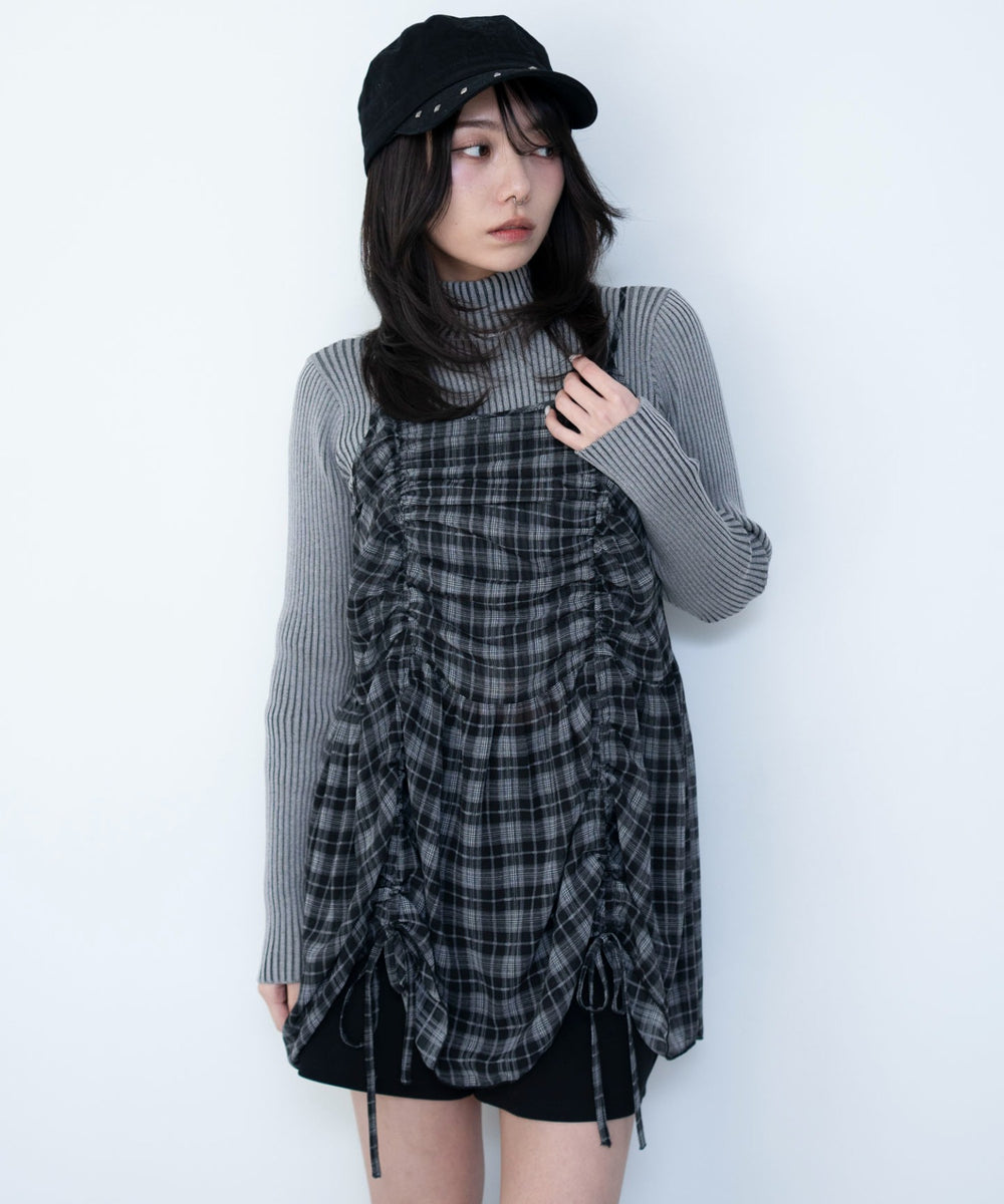 ブラックチェック１　モデル：159cm F着用