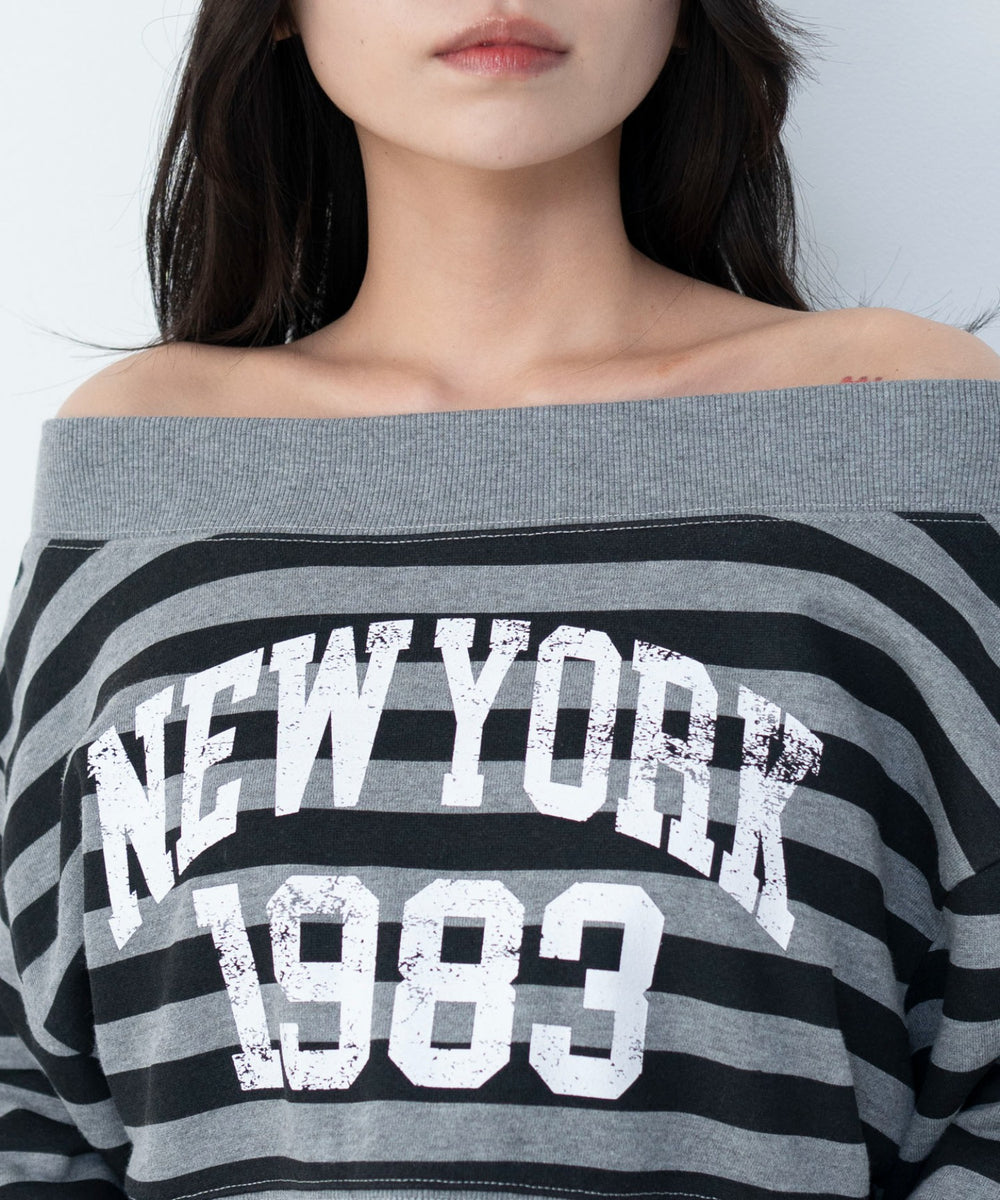 グラフィックオフショルショートスウェット