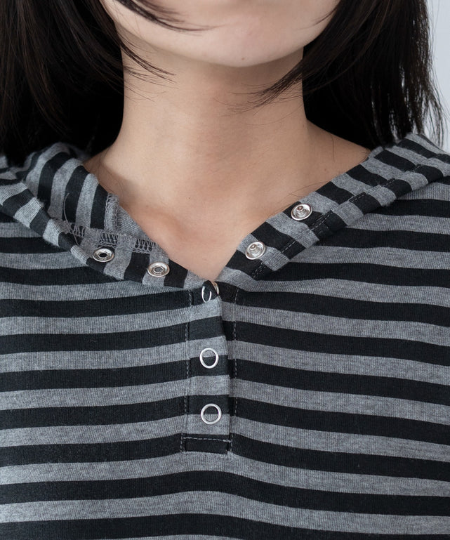 ヘンリーネックフードロンT