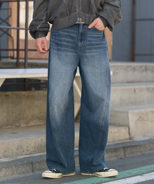 デニム中濃加工 モデル：182cm L着用