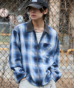 ブルーチェック1　モデル：175cm L着用