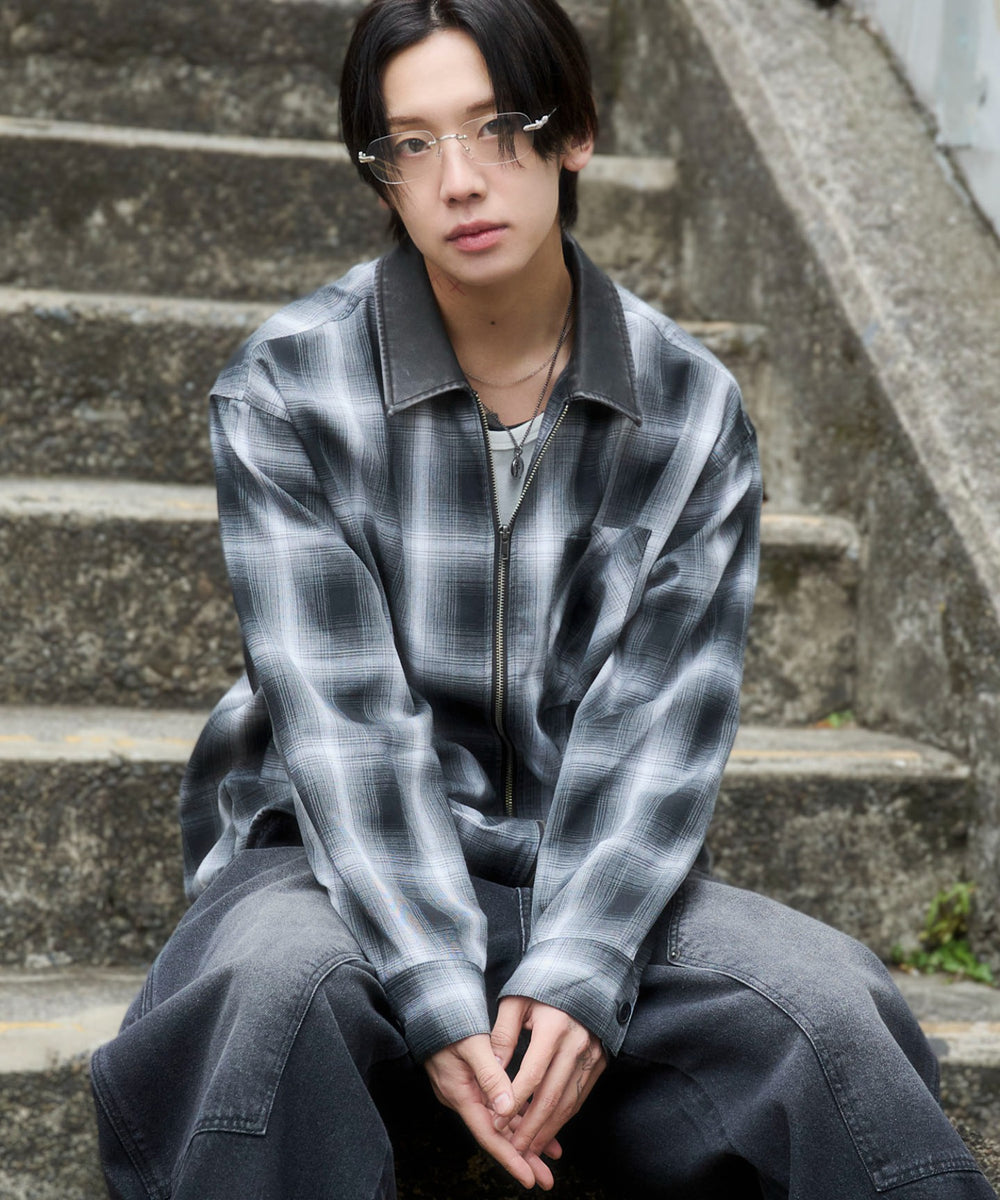 ブラックチェック1　モデル：175cm L着用