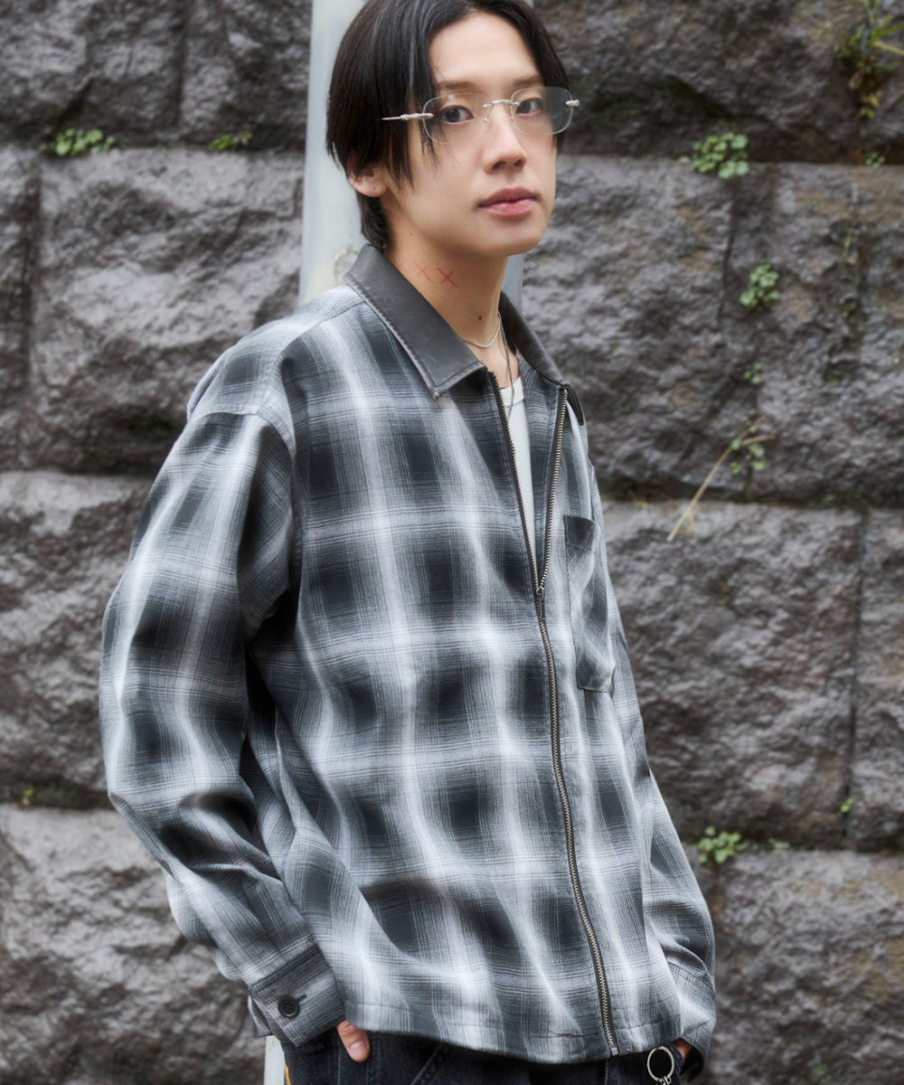 ブラックチェック1　モデル：175cm L着用