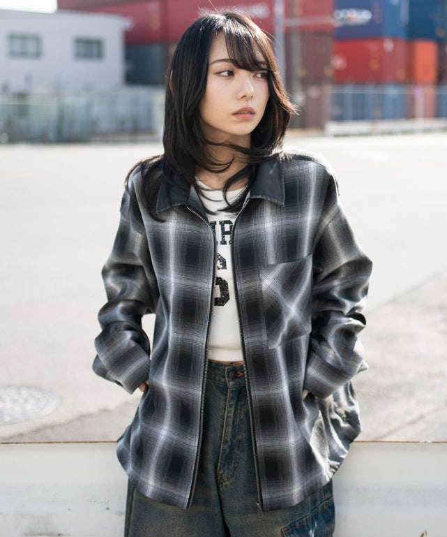 ブラックチェック１　モデル：159cm L着用