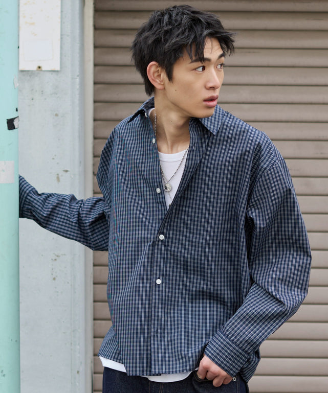 ブルーチェック1 モデル：181cm L着用