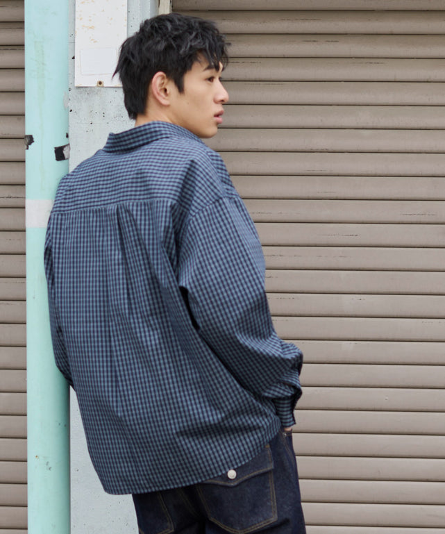 ブルーチェック1 モデル：181cm L着用