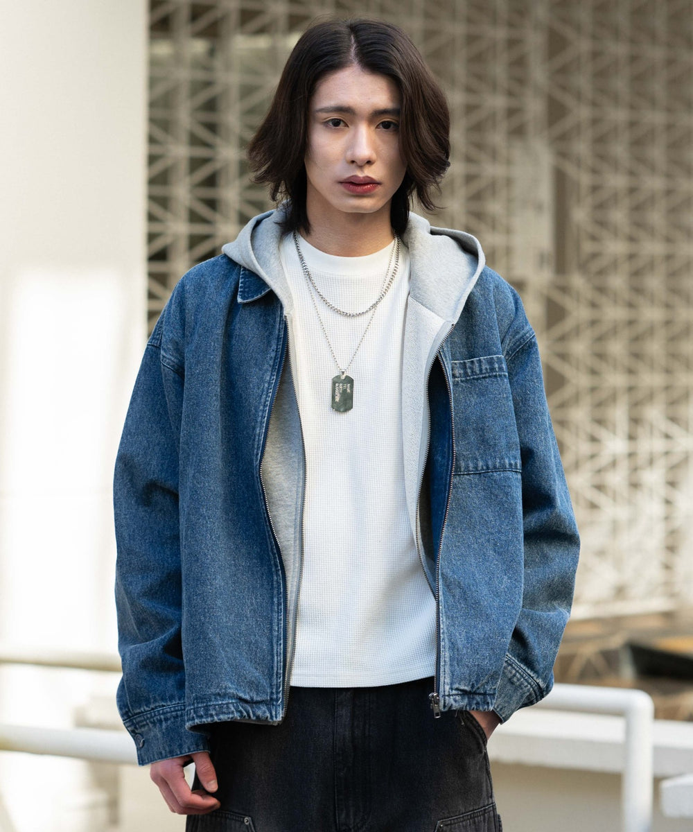 デニム中濃加工 モデル：182cm L着用