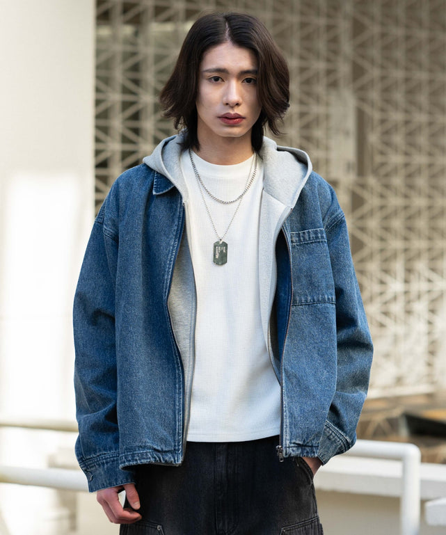 デニム中濃加工 モデル：182cm L着用